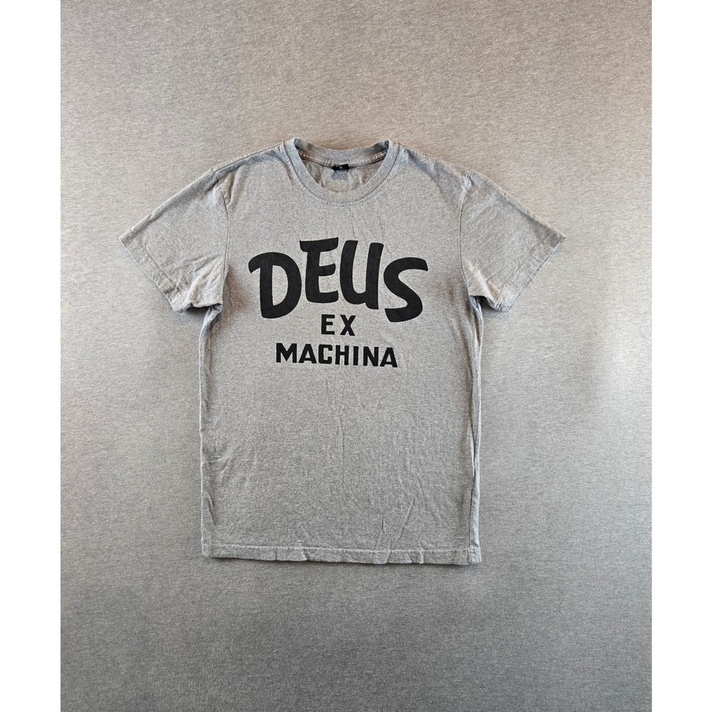 Deus Ex Machina Curvy Tee Mens Medium Gray Graphic Logo Short Sleeve T-Shirt